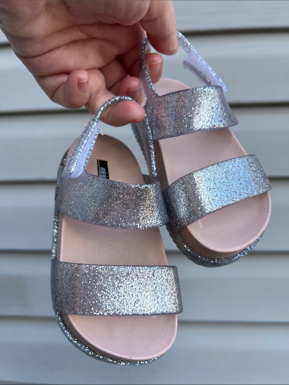 Mini Melissa Girls Glitter Slingback Sandals in Silver